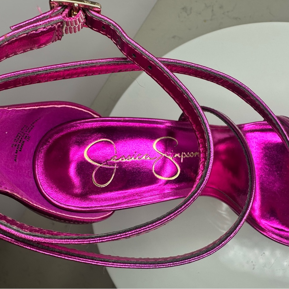 Jessica Simpson Shyremin Fuchsia Strappy Heels - Picture 12 of 13